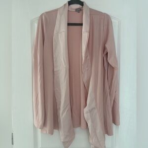 PJ Harlow Shelby Pink Rib Knit Cardigan with Satin Trim Women Size Medium
